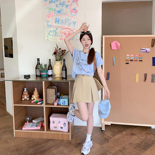 <曾小咸推荐>微信粉丝秒杀专场 仅此今天 活动结束下架【盐系学妹】蓝色字母T恤/半身裙  半身裙日常109.99 立降50.19 元 今天秒杀价59.8 ！ 商品图4