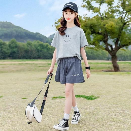 女童套装夏装2024新款儿童网红洋气夏季中大童韩版时尚短袖两件套 商品图0