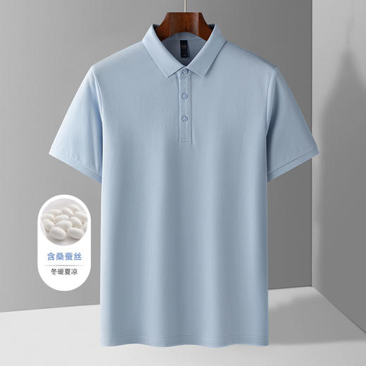 【含桑蚕丝】罗蒙夏季休闲男士t恤短袖polo衫商务polo衫男短袖 商品图12
