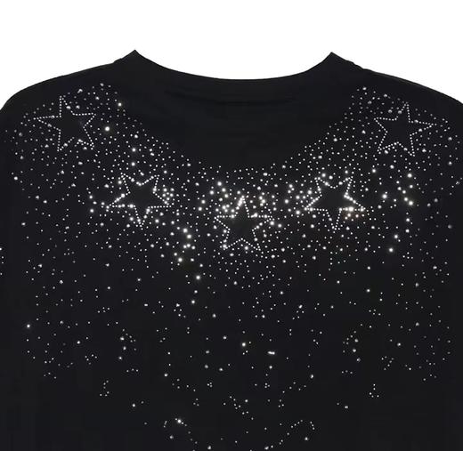 T499新款满天星河烫钻设计嘻哈街头风拼接百搭宽松圆领半袖T恤 商品图2
