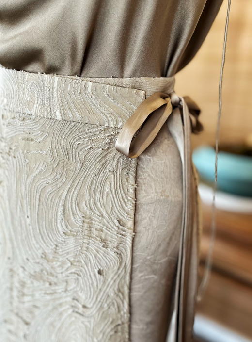 【雾境定制】兰亭风月系列烂花绡精致感丝织肌理新中式围合式拼接半裙 3204030 商品图9