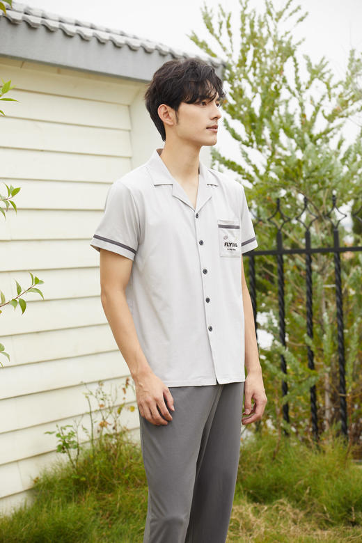 【79元限时秒杀】【秀黛】男翻领针织短袖套装男士夏季睡衣家居服L2550013T【门店同款】【如遇缺货自动退款，介意勿拍】 商品图5