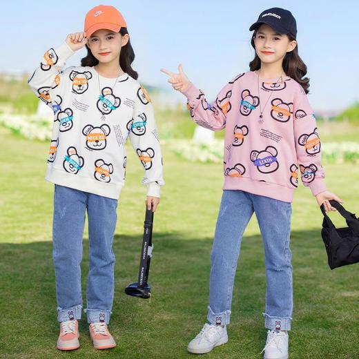 女童春装卫衣2024新款洋气韩版中大儿童网红春秋打底衫上衣套装 商品图0