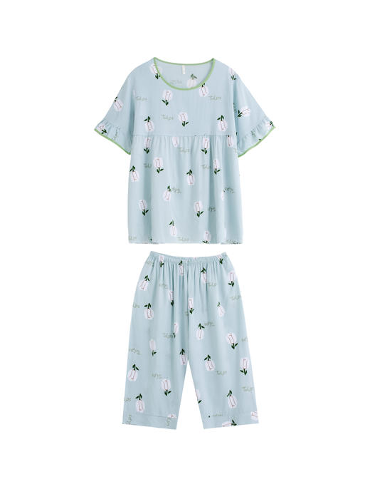 【39元限时秒杀】【秀黛】女圆领绵绸短袖套装女士夏季睡衣家居服L2551038T【门店同款】【如遇缺货自动退款，介意勿拍】 商品图7