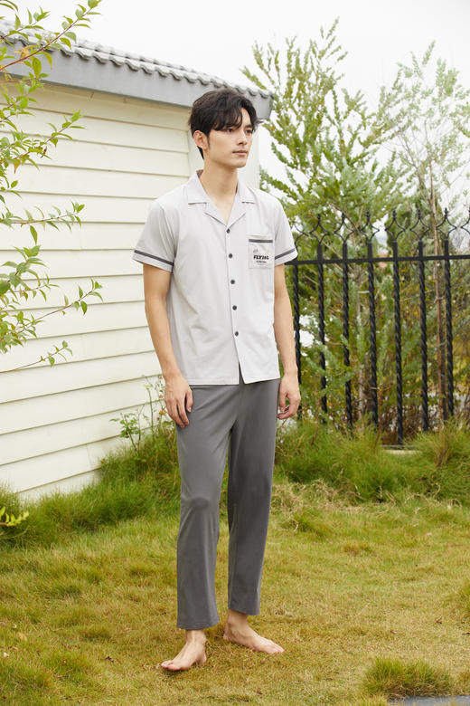 【79元限时秒杀】【秀黛】男翻领针织短袖套装男士夏季睡衣家居服L2550013T【门店同款】【如遇缺货自动退款，介意勿拍】 商品图3