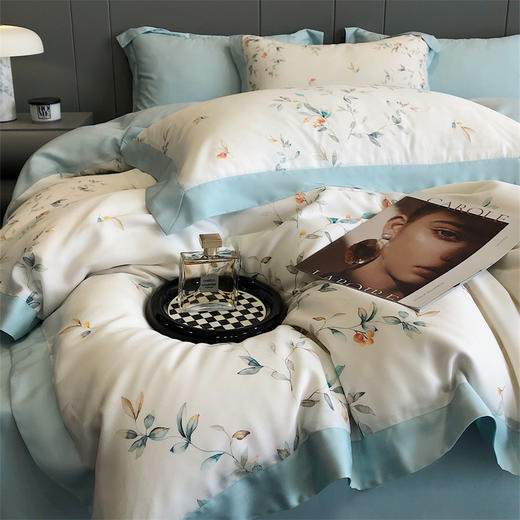 【下架】自然醒进口100%莱赛尔50支天丝四件套双面丝绸被套冰丝滑凉感夏床品KY 商品图3