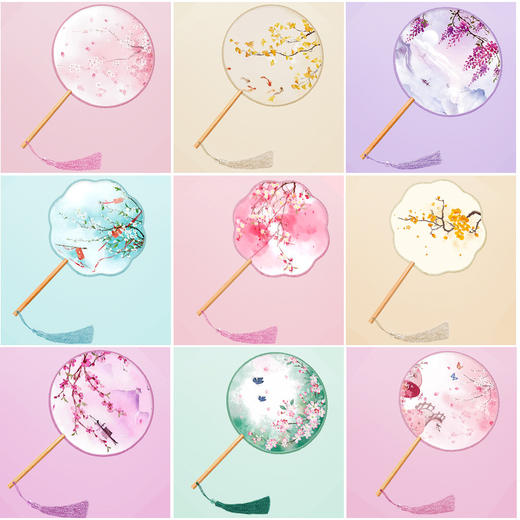 【国潮古风❗️半透丝质团扇】着汉家扇子，兴礼仪之邦❗️中国风明长柄扇子舞蹈扇女汉服旗袍古装小圆扇风扇新年礼盒年货礼盒 商品图1