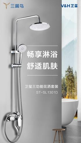 海尔卫玺花洒V&H三功能花洒套装 ST-SL1301D一键三控陶瓷阀芯 超大顶喷