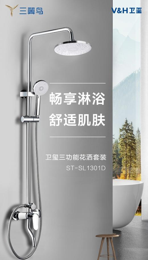 海尔卫玺花洒V&H三功能花洒套装 ST-SL1301D一键三控陶瓷阀芯 超大顶喷 商品图0