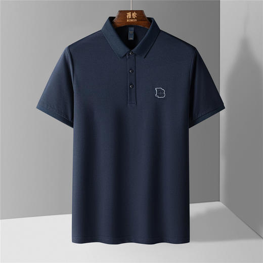 【含桑蚕丝】罗蒙男士珠片绣花polo衫男短袖夏季运动t恤男短袖t恤男 商品图4