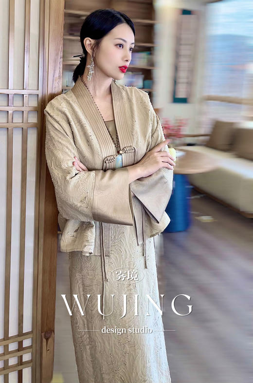 【雾境定制】兰亭风月系列烂花绡精致感丝织肌理新中式直襟马褂短外套 3204032 商品图4