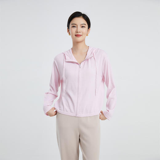 DWCC4215AN 山羊绒 东黎羊绒 女士精仿针织休闲时尚纯色连帽衫 商品图2