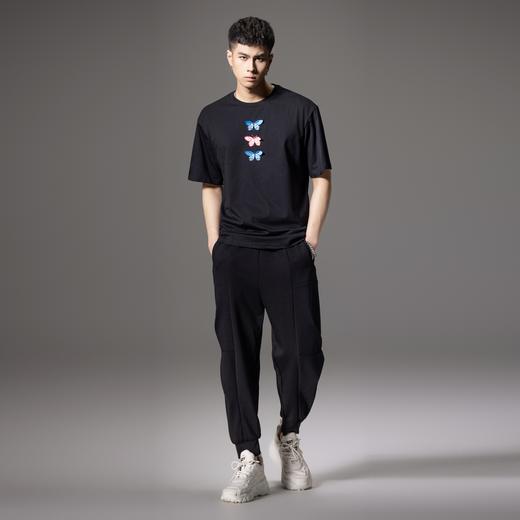 PINLI品立新中式夏季新款男士立体蝴蝶短袖T恤贴布绣休闲上衣BG242111053 商品图4