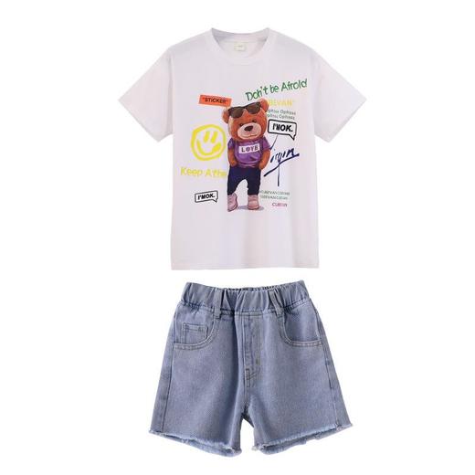 女童短袖T恤夏季套装2024款t儿童夏女孩短袖短裤休闲两件套 商品图4