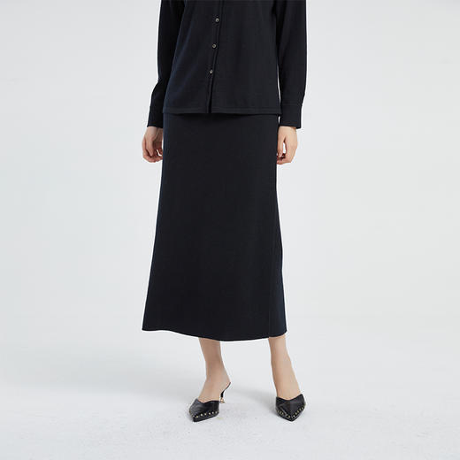 东黎 • 山羊绒女士春秋精仿时尚气质休闲黑色半裙 4207 商品图1