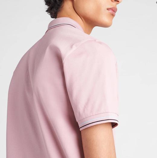 春夏新款  简约经典 浅蓝色撞色线条 刺绣小标 纯棉翻领短袖POLO衫 Z-11527 商品图2