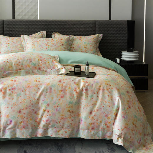 自然醒60支贡缎新疆长绒棉轻奢印花四件套居家床单被套纯棉套件床品KY 商品图3