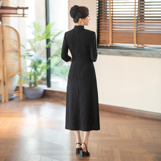 SYG784中式七分袖旗袍女春秋款复古修身礼服2024年新款旗袍 商品图1