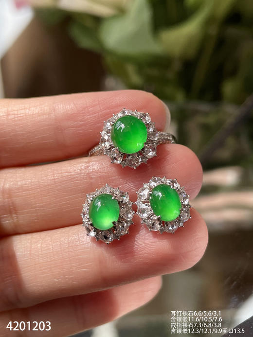 4201203，玻璃艳绿蛋面套装。具体价格微信咨询 商品图1