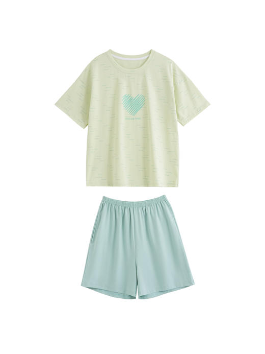 【69元限时秒杀】【秀黛】女圆领爱心印花短袖套装女士夏季短袖睡衣家居服L2551045T【门店同款】【如遇缺货自动退款，介意勿拍】 商品图8