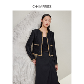 西嘉C+IMPRESS/西嘉千金小香风短外套女气质2024新款高端手工珠钻饰边WT2401059