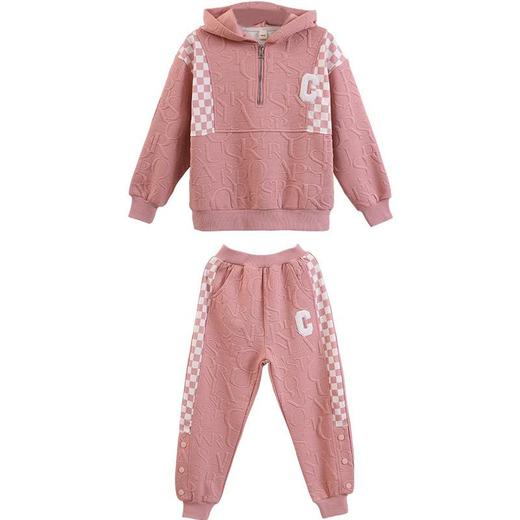 女童春款套装 2024新款洋气中大童儿童春秋女孩棋盘格运动两件套 商品图4