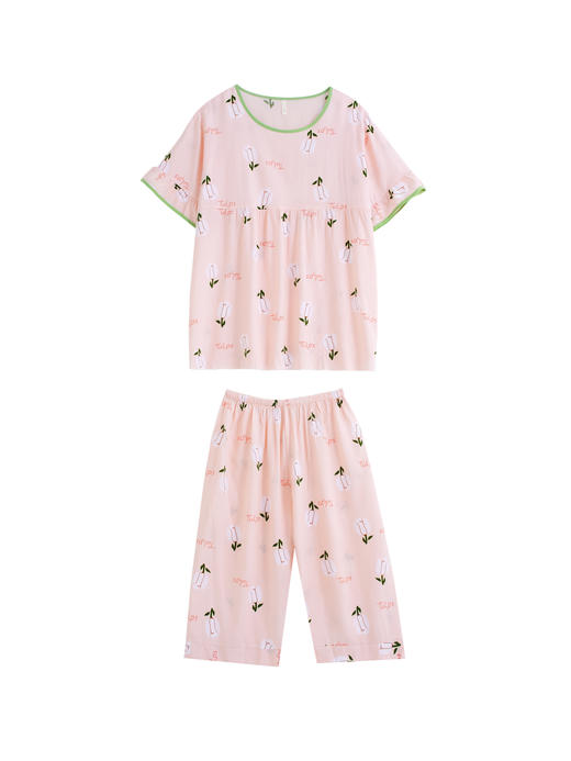 【39元限时秒杀】【秀黛】女圆领绵绸短袖套装女士夏季睡衣家居服L2551038T【门店同款】【如遇缺货自动退款，介意勿拍】 商品图6