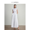 西嘉C+IMPRESS/西嘉高支新疆长绒棉针织拼接防透白色长款连衣裙女春夏LYQ2401093 商品缩略图2