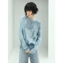 COCOBELLA设计感印花长袖T恤早春宽松休闲舒适亲肤针织衫TS100TS100 商品图3