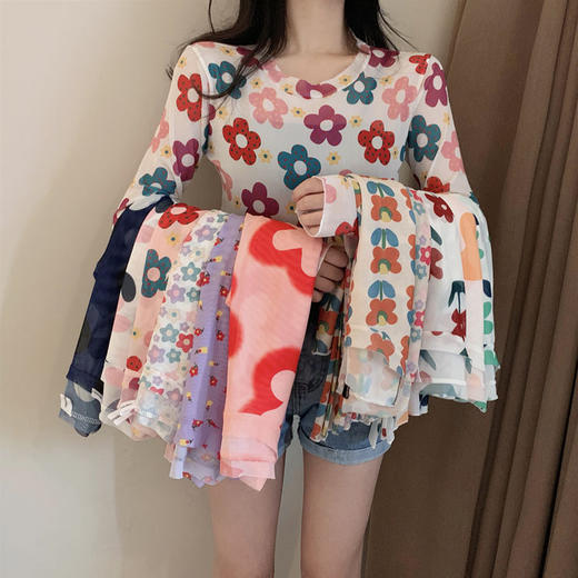 【冰丝网纱防晒打底衫女】2025夏季 长袖泫雅风同款t恤 内搭上衣潮 商品图1