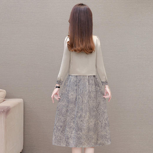 国风洋气，长袖外套印花长款百褶拼接内搭两件套QYM-XYKL-28077-L 商品图2