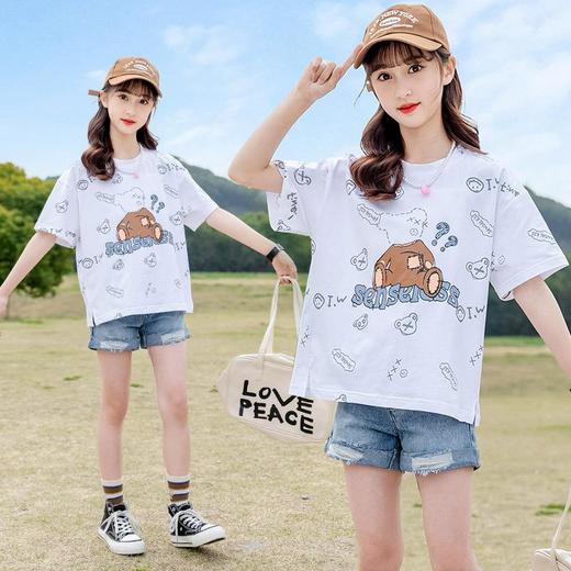 女童短袖夏装T恤2024新款韩版洋气儿童小女孩体恤上衣夏季打底衫 商品图3