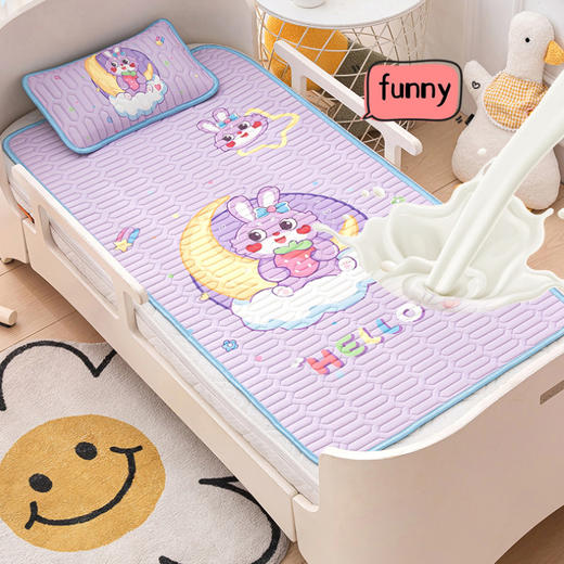 【凉席选的好，宝宝睡的更香！】卡通凉感冰丝乳胶凉席夏凉被，幼儿园午睡可折叠可机洗儿童空调软席，既是床单也是凉席-lm！ 商品图5