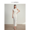 西嘉C+IMPRESS/西嘉水波纹长款名媛连衣裙女气质圆领收腰显瘦褶皱醋酸LYQ2401100 商品缩略图2