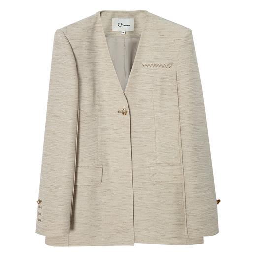 WT2401061C+IMPRESS/西嘉竹节麻感醋酸无领廓形西装外套女 商品图4