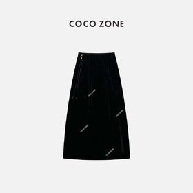 COCO ZONE2024新中式国风半身裙复古气质丝绒包臀裙CC2A0164
