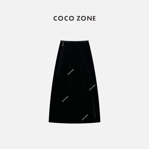 COCO ZONE2024新中式国风半身裙复古气质丝绒包臀裙CC2A0164 商品图0