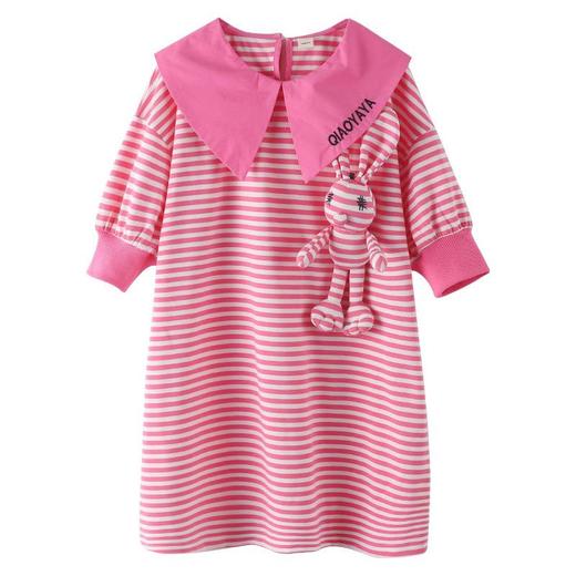 童装女童夏装连衣裙2024新款中大童洋气韩版网红夏款短袖卫衣裙子 商品图4