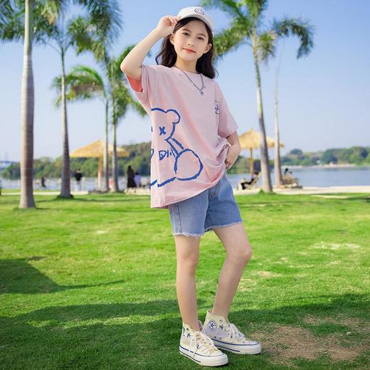 女童夏装新款2024新款洋气t恤中大童短裤夏款中大童时髦套装T 商品图0