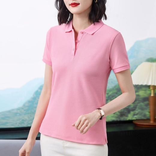 40支纯色翻领正肩Polo衫2024夏季新款棉短袖T恤修身套头上衣 商品图0