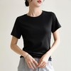 纯色正肩修身圆领棉短袖T恤女2024春夏新款气质内搭套头上衣 商品缩略图1