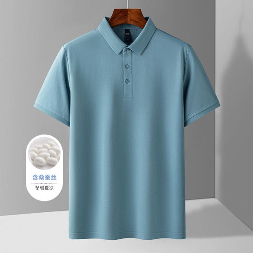 【含桑蚕丝】罗蒙夏季休闲男士t恤短袖polo衫商务polo衫男短袖 商品图11