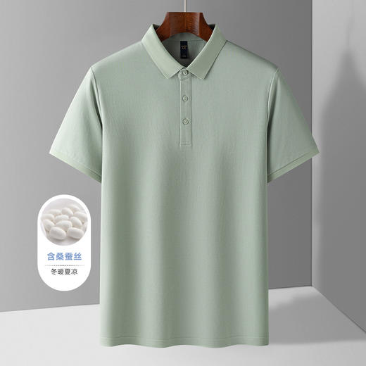 【含桑蚕丝】罗蒙夏季休闲男士t恤短袖polo衫商务polo衫男短袖 商品图6