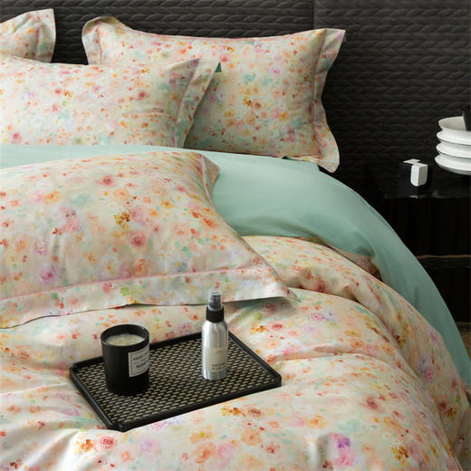 自然醒60支贡缎新疆长绒棉轻奢印花四件套居家床单被套纯棉套件床品KY 商品图1