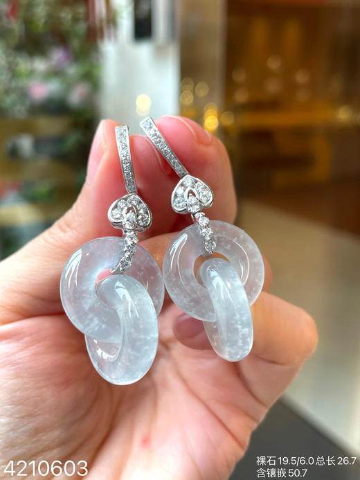 玻璃种木那双环耳坠  69999【4210603】 商品图6