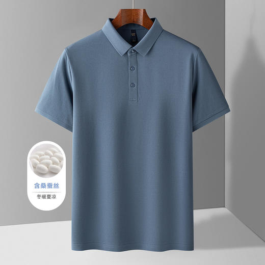 【含桑蚕丝】罗蒙夏季休闲男士t恤短袖polo衫商务polo衫男短袖 商品图13