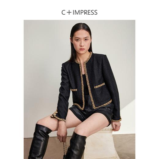 西嘉C+IMPRESS/西嘉千金小香风短外套女气质2024新款高端手工珠钻饰边WT2401059 商品图3
