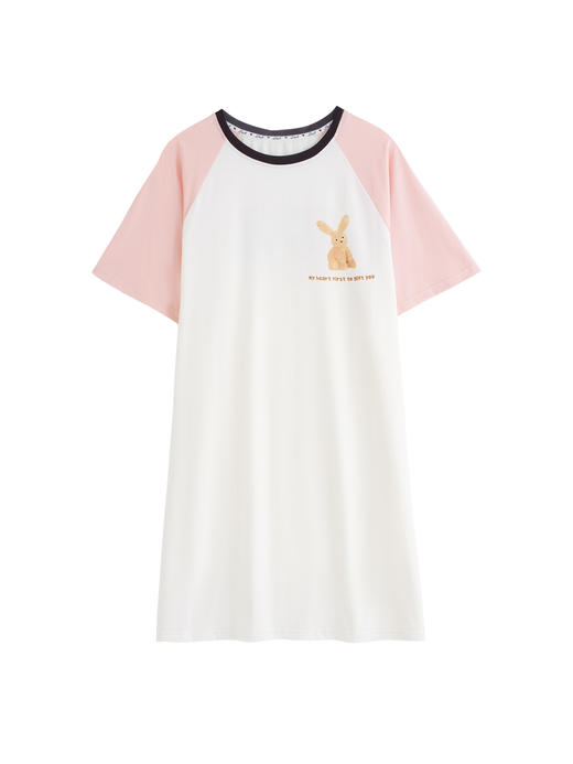 【单件6折/2件5折】【秀黛】女撞色休闲印花短袖裙女士夏季睡裙家居服L2551076T【门店同款】 商品图6