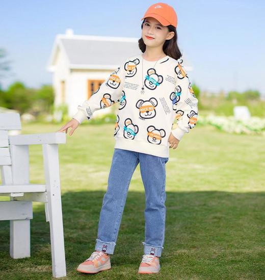 女童春装卫衣2024新款洋气韩版中大儿童网红春秋打底衫上衣套装 商品图3