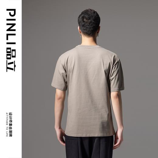 PINLI品立2024夏季新款印花烫钻短袖T恤男士休闲潮牌百搭体恤上衣BG242111017 商品图4